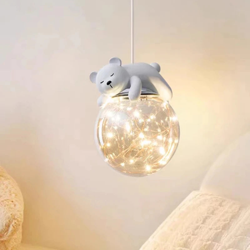 lustre moderne mignon en forme d'ours et lapin pour enfants