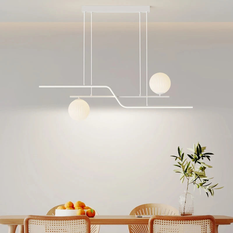 lustre led moderne avec ampoules et abat-jour suspendus