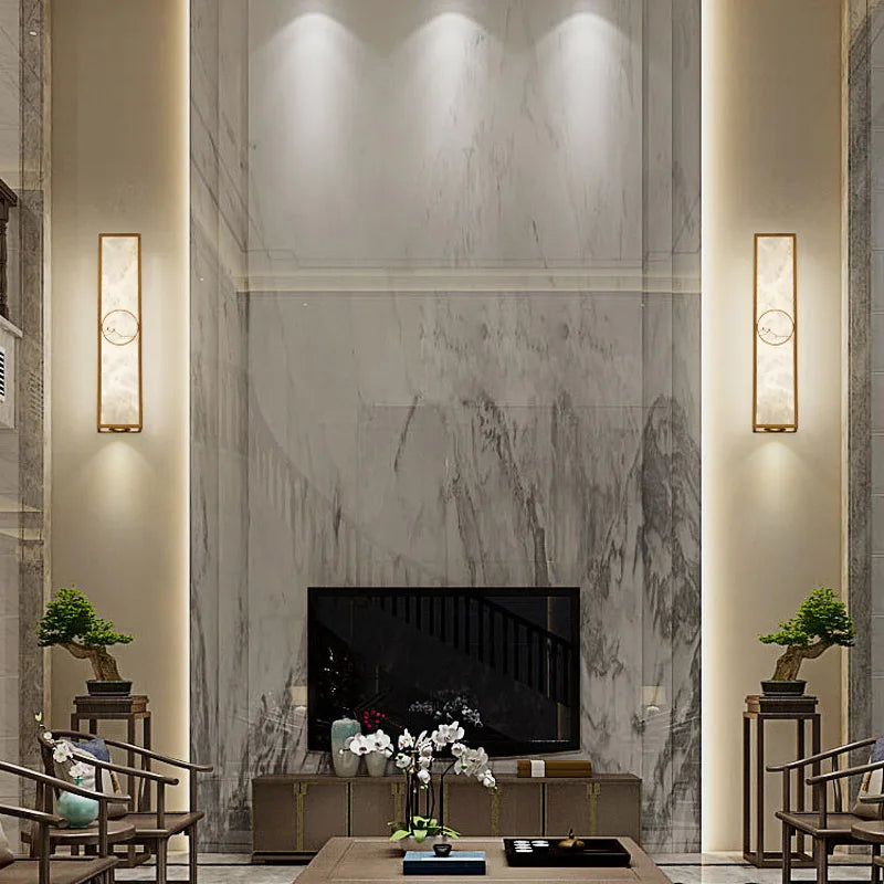 lampe décorative rétro en cuivre et marbre naturel led luxe