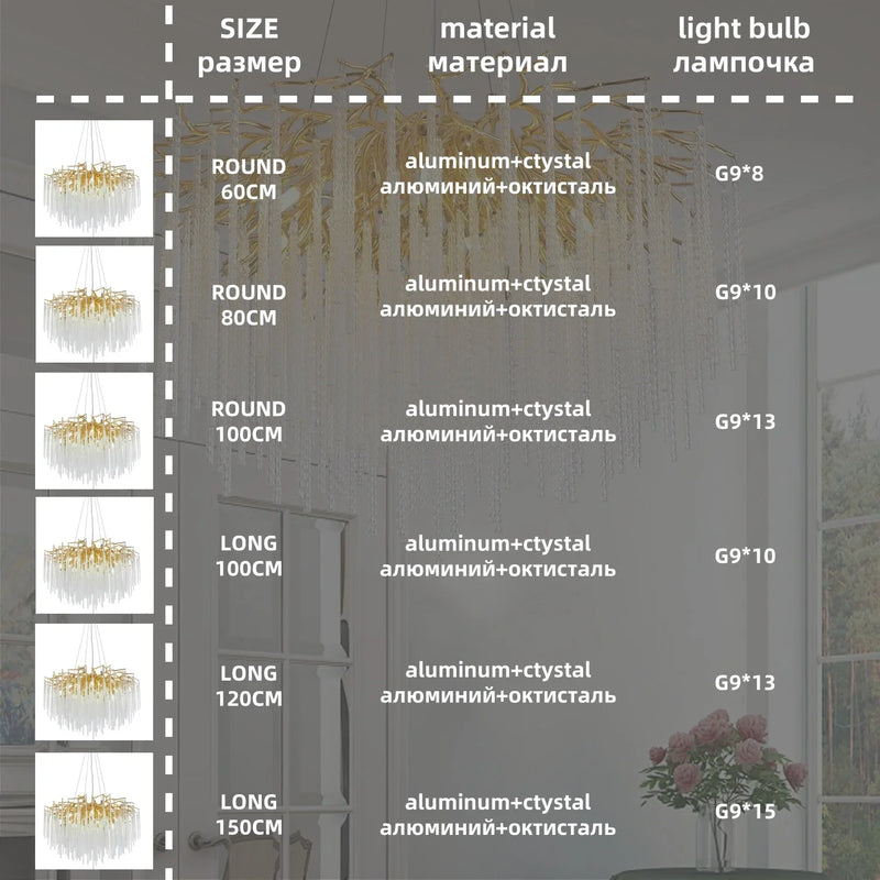 lustre suspendu en cristal doré design moderne pour intérieur élégant