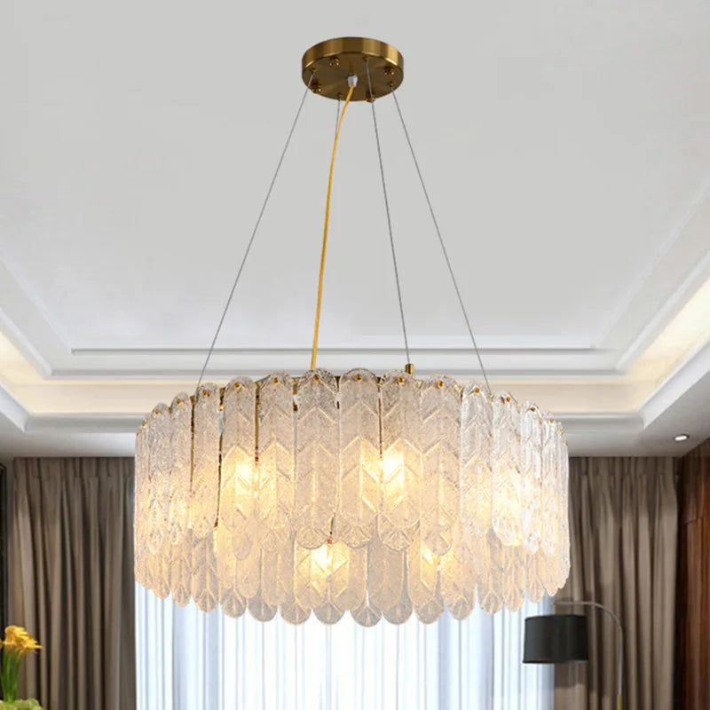 lustre nordique moderne en verre led avec suspension en cristal