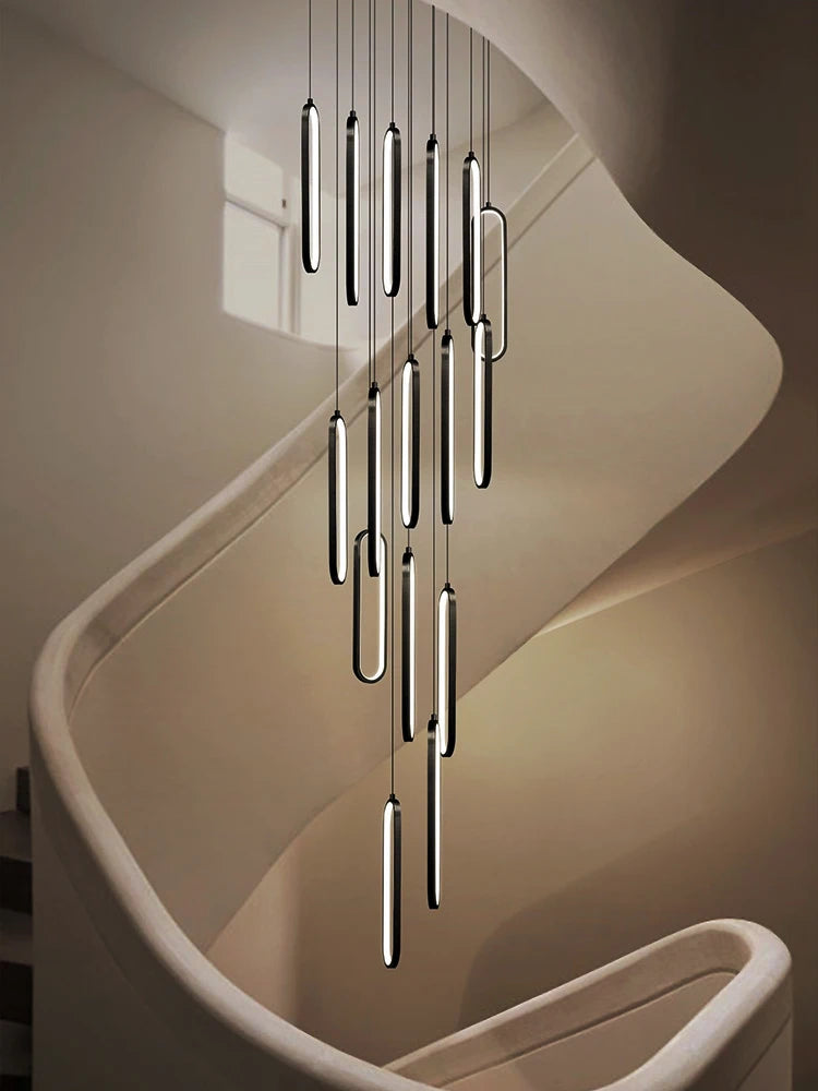 lustre led moderne avec anneau pivotant pour escalier