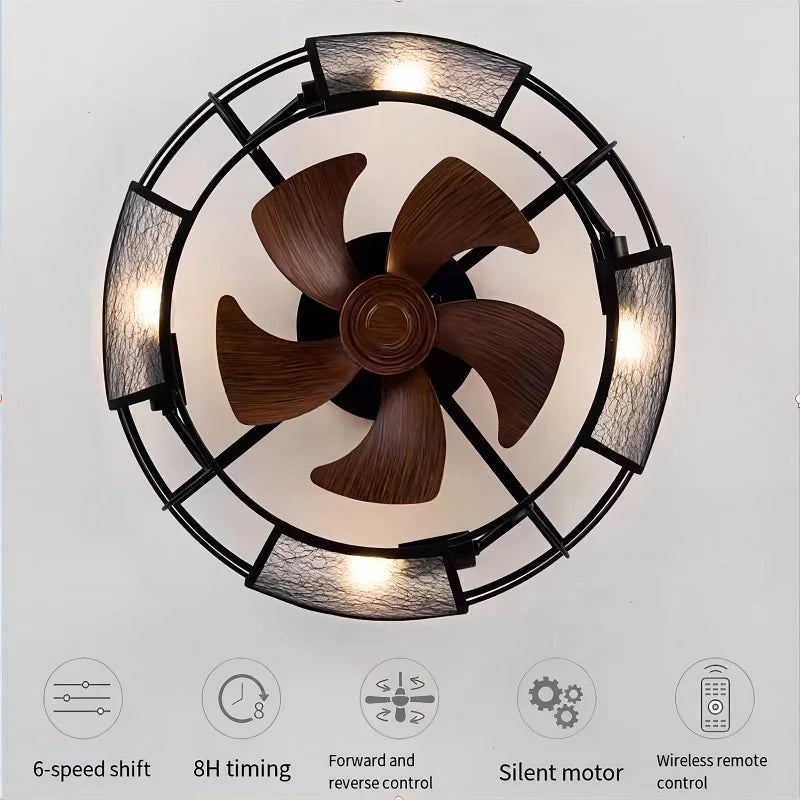 plafonnier rétro avec ventilateur et lumière design moderne