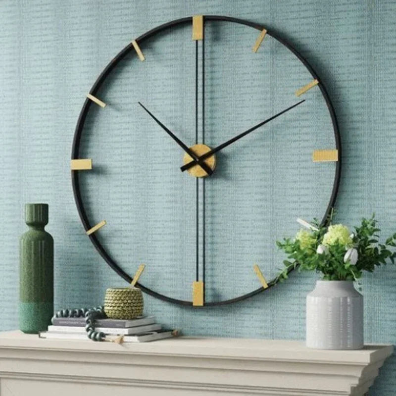 horloge murale nordique en métal design silencieux pour décoration moderne