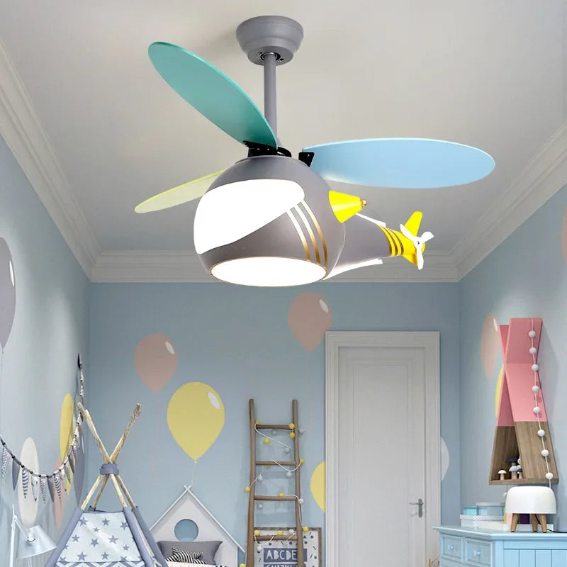 ventilateur créatif hélicoptère pour chambre d'enfant décorative