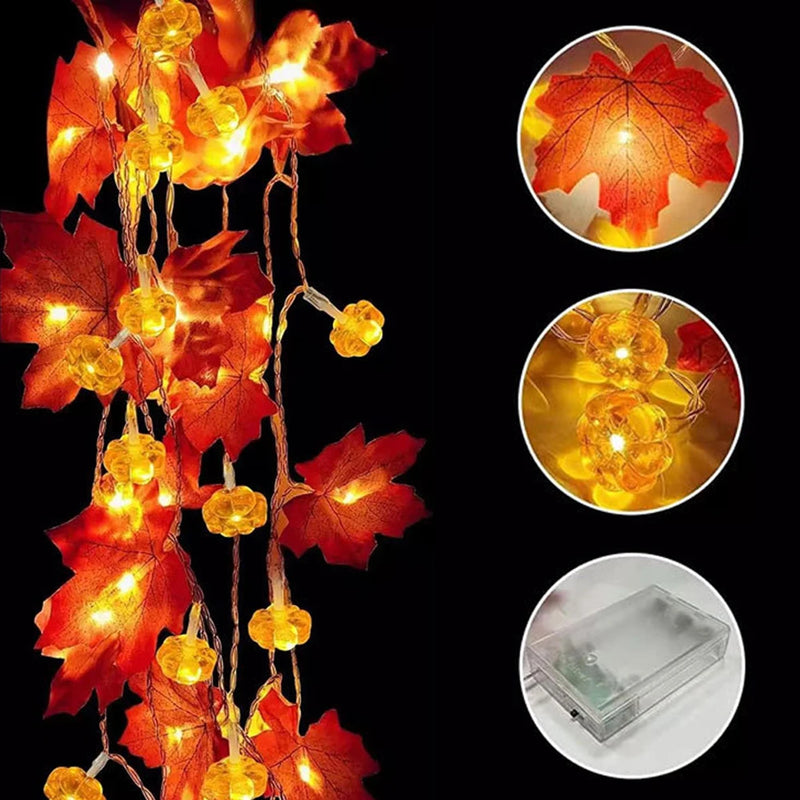 guirlande lumineuse feuilles dérable pour décorations automne hiver