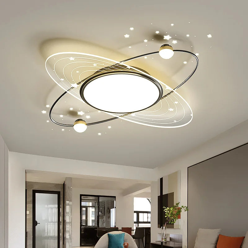 lustre moderne en fer avec éclairage led design étoile