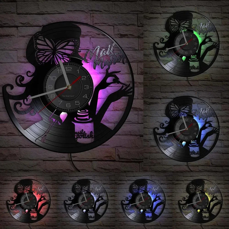 horloge murale vinyle pour salon de manucure et beauté