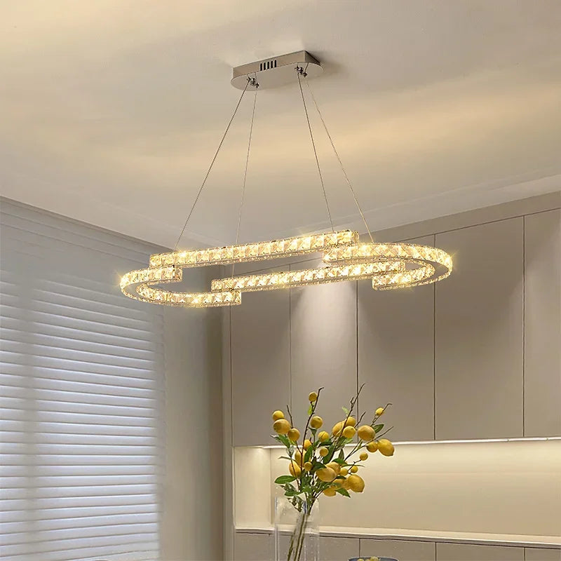 lustre moderne à led en cristal design élégant pour intérieur