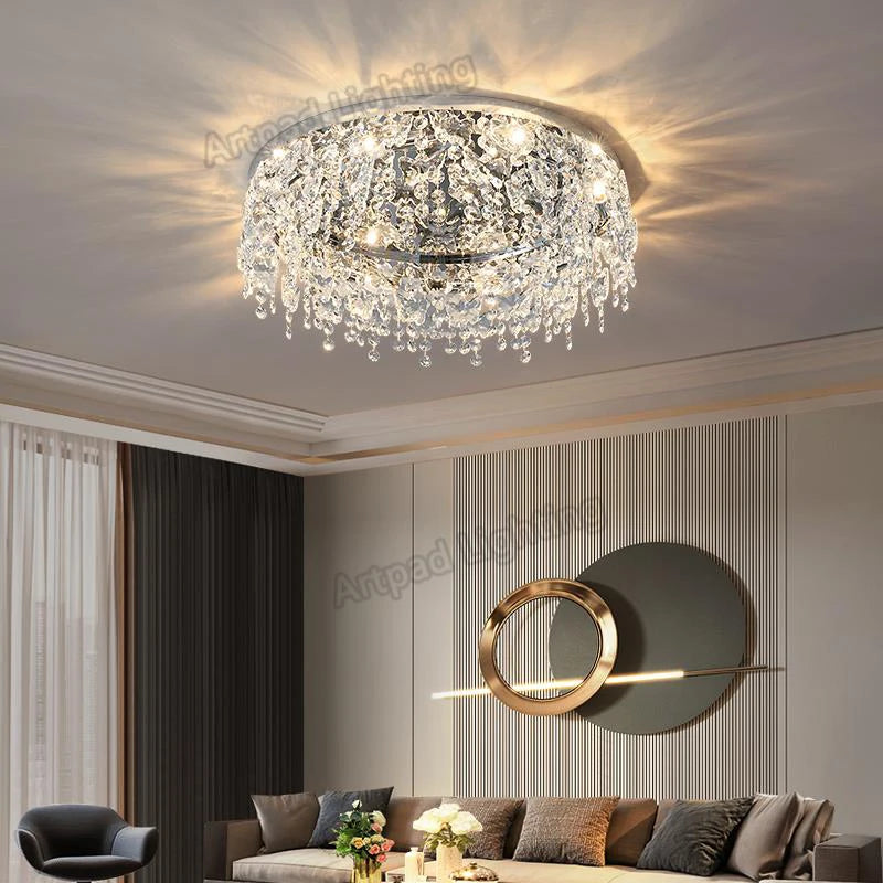 plafonnier moderne en métal design cristal décoratif pour intérieur