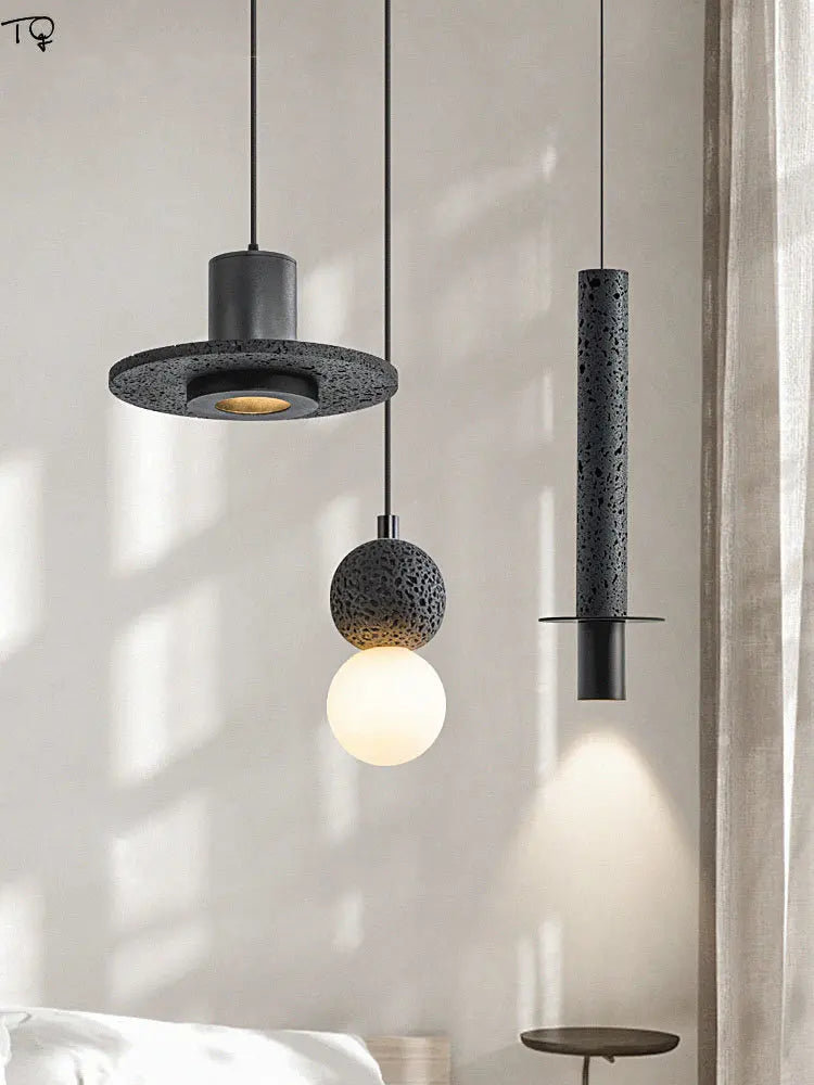 lampe suspendue moderne en pierre à trou noir idéale pour bar ou studio