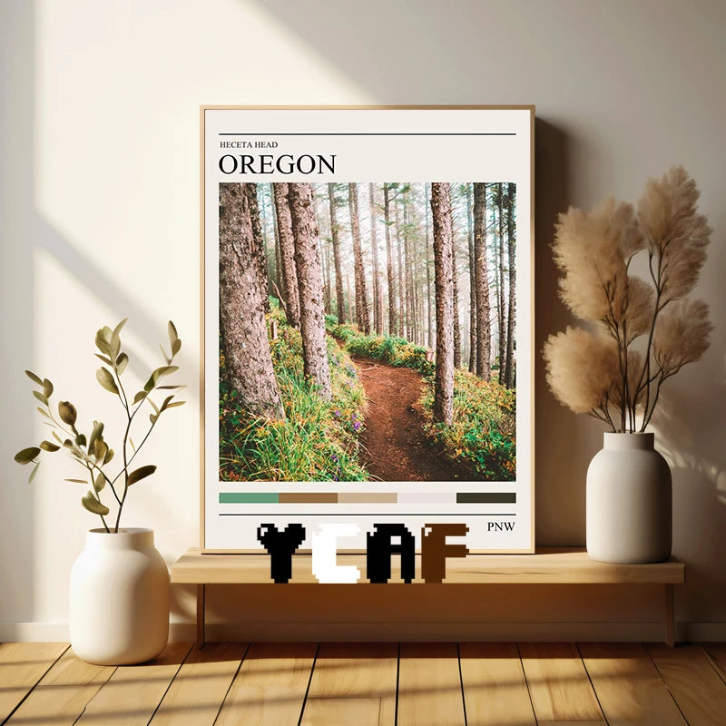 affiche forêt côte oregon impression toile décoration murale paysage naturel