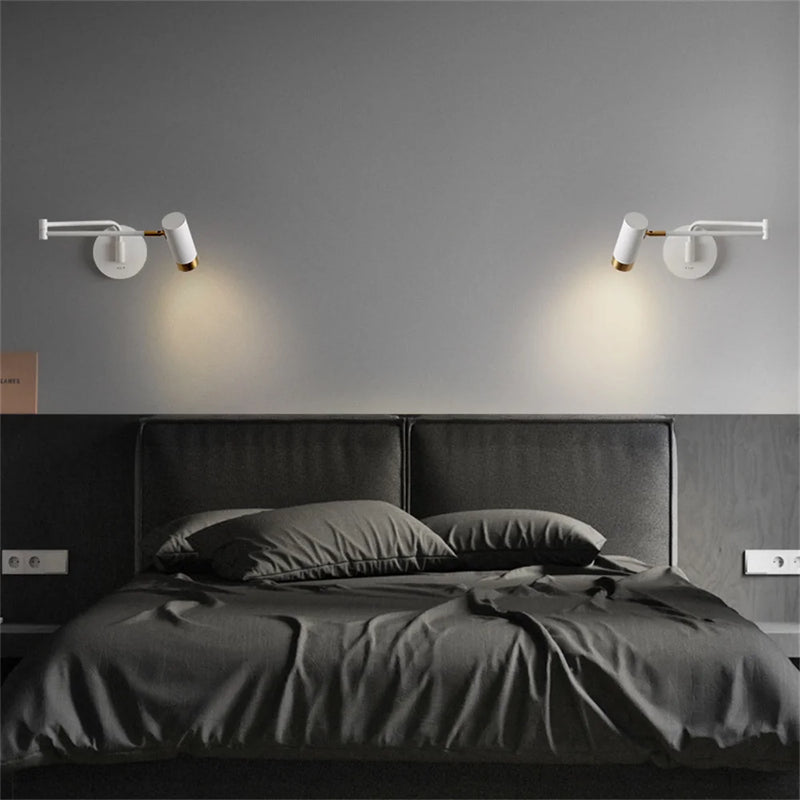 applique murale led pivotante avec interrupteur et bras flexible