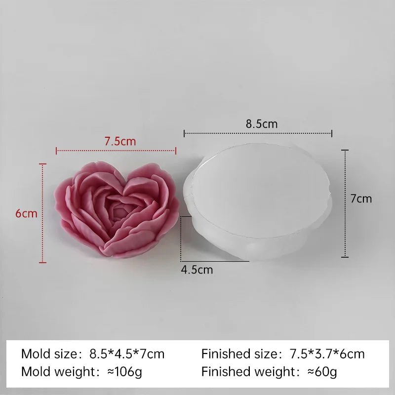 moule à fleurs d'amour en silicone pour bougies et savon DIY