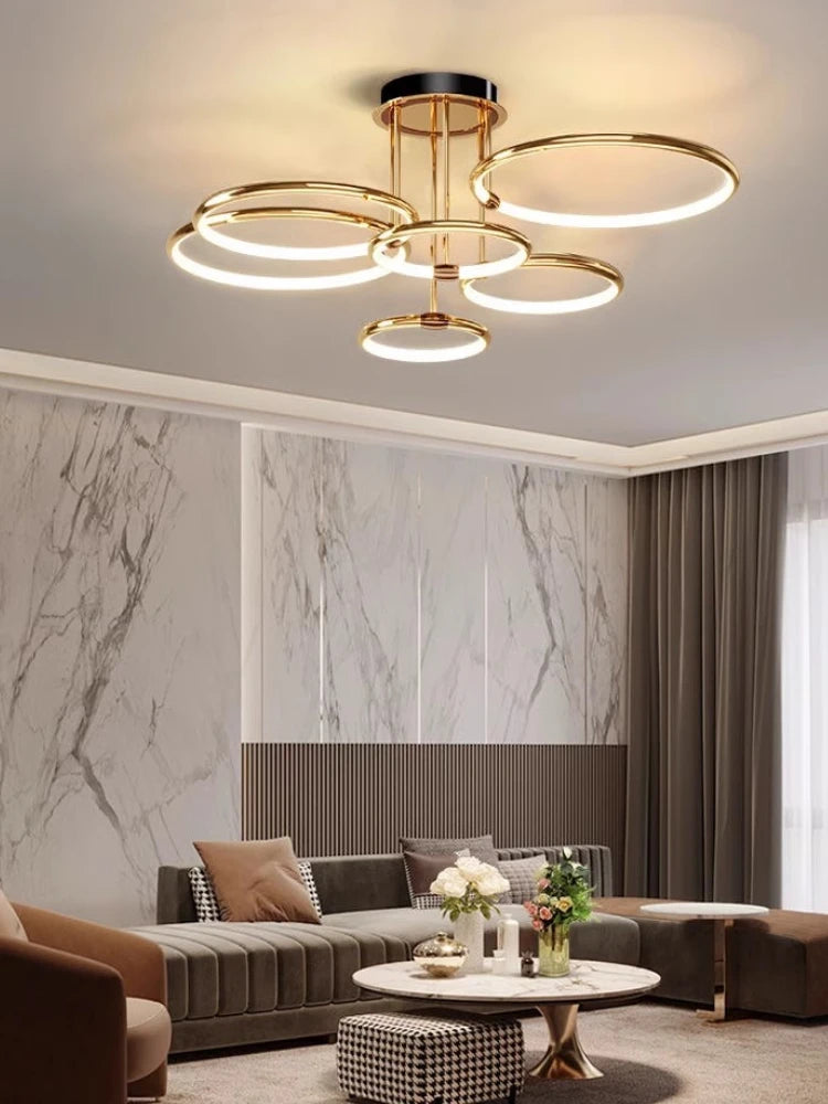 lustre décoratif moderne en anneau pour intérieur élégant