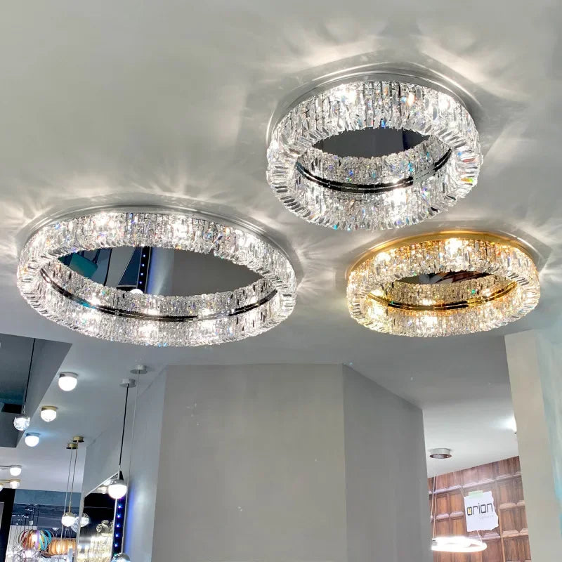 lustre en cristal moderne design avec éclairage led décoratif