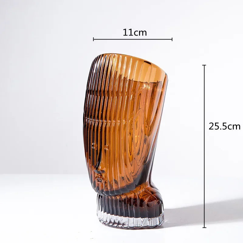 sculpture en verre abstraite avec rayures décoratives pour décoration intérieure