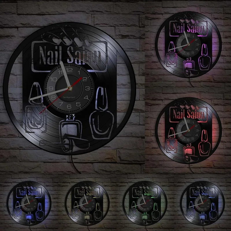 horloge murale vinyle pour salon de manucure et beauté