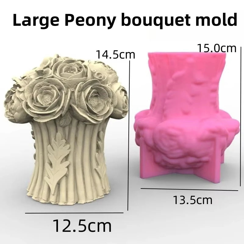 moule en silicone 3d bouquet de roses pour bougie