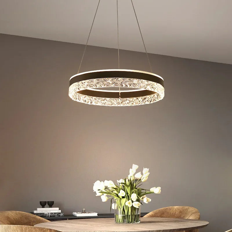 lustre led moderne en cristal pour décoration intérieure