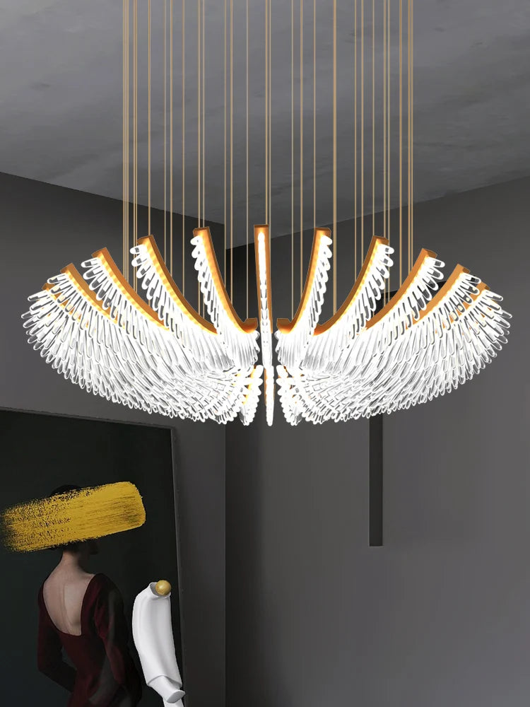 lustre de luxe postmoderne acrylique plume design nordique