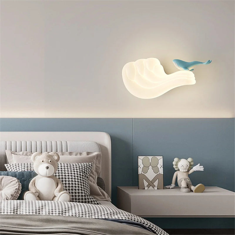 applique murale led baleine et voilier pour enfants avec couleurs changeantes