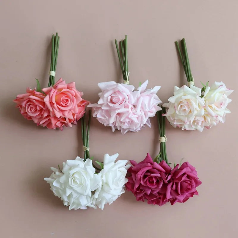 bouquet de roses artificielles à bords bouclés pour mariage et décoration