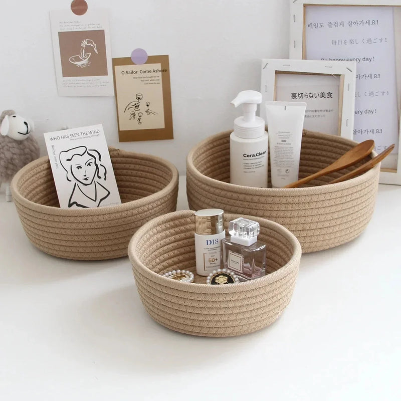 paniers en corde de coton pour rangement et organisation des objets