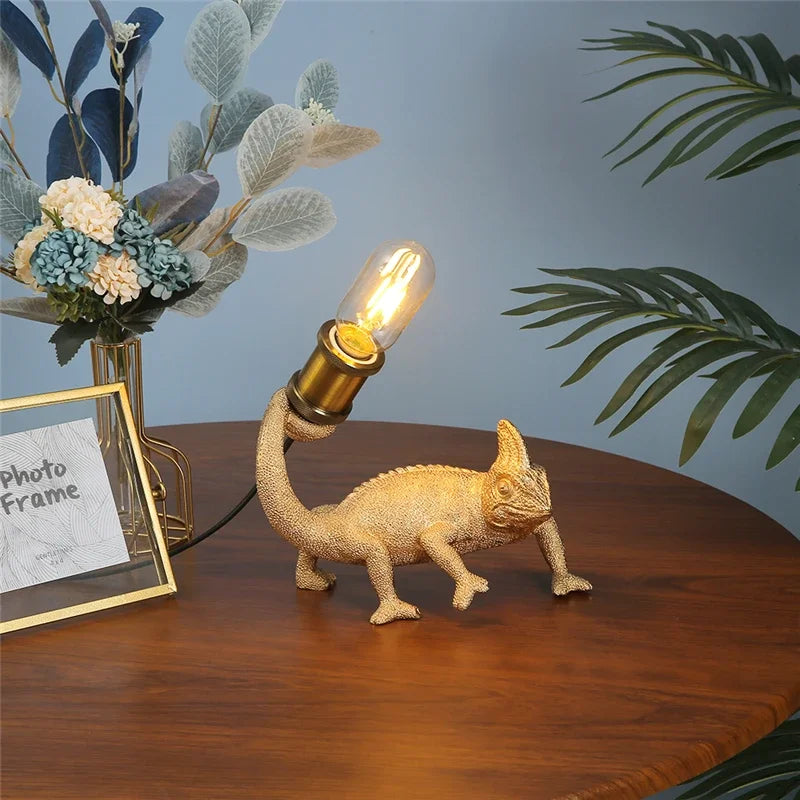 lampe de bureau moderne lézard résine éclairage décoratif pour enfants