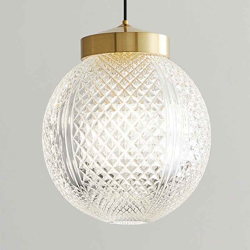 lampe suspendue moderne en cuivre avec cordon en verre réglable