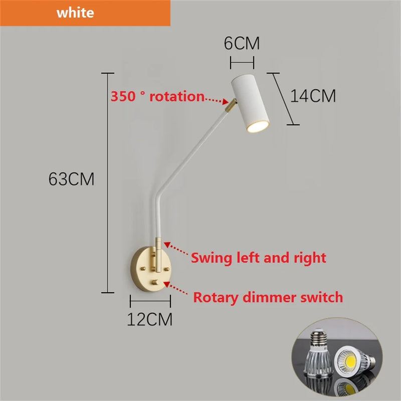 applique murale pivotante moderne avec variateur d'intensité décorative