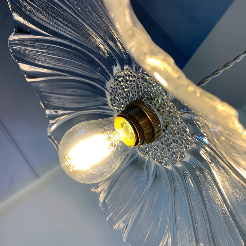 suspension led nordique en verre laiton forme de fleur