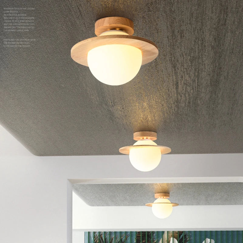 plafonnier led en bois massif design minimaliste moderne