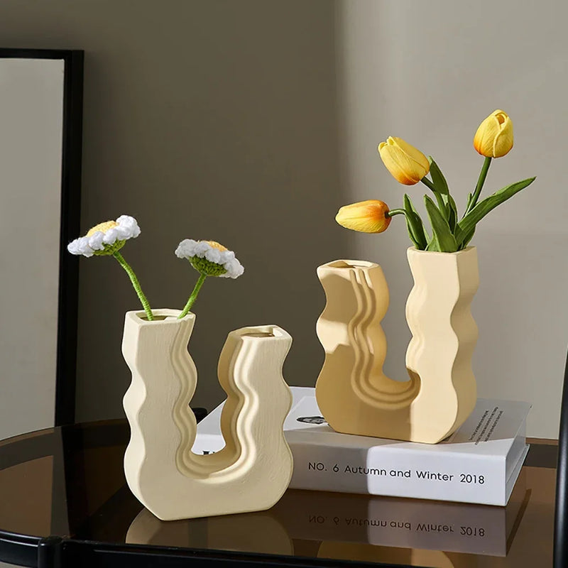 vase en céramique décoratif style morandi pour fleurs