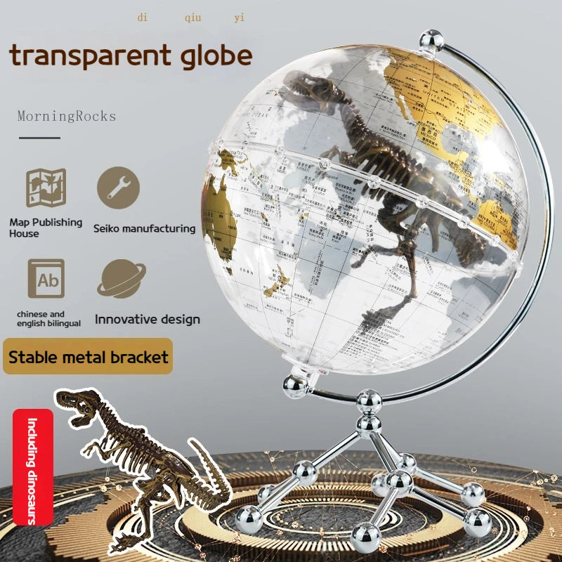 globe en cristal bilingue rétro avec rotation 720 degrés cadeau haut de gamme