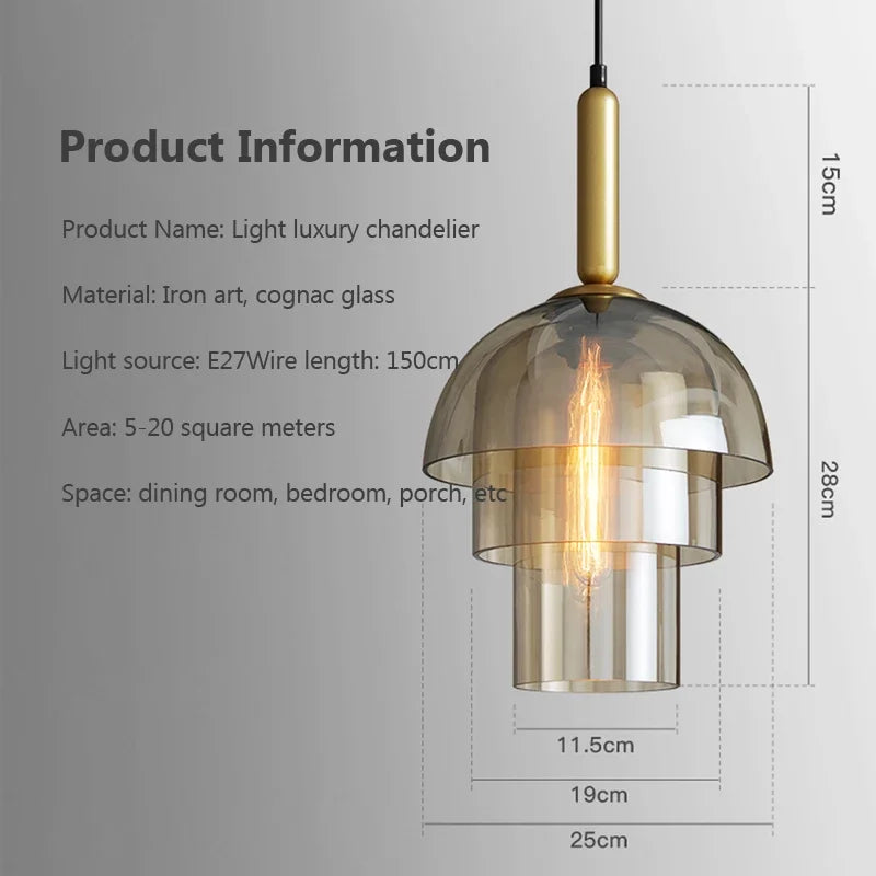 suspension en verre moderne pour décoration intérieure minimaliste