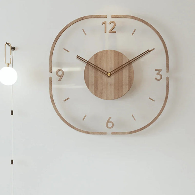 horloge murale en bois minimaliste silencieuse à suspendre