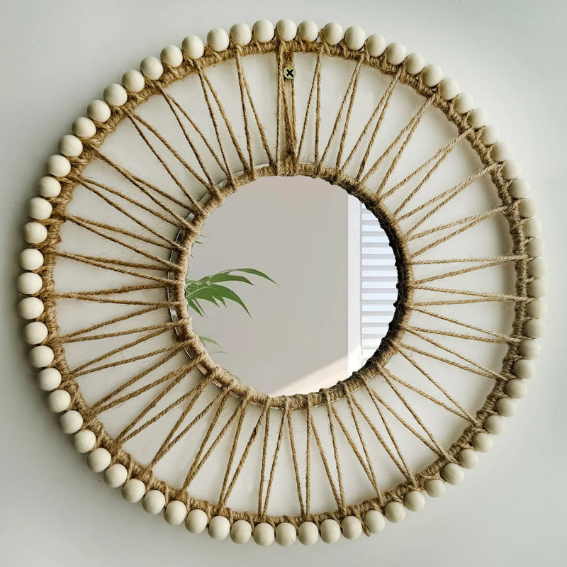 miroir décoratif nordique tissé à la main pour un intérieur créatif