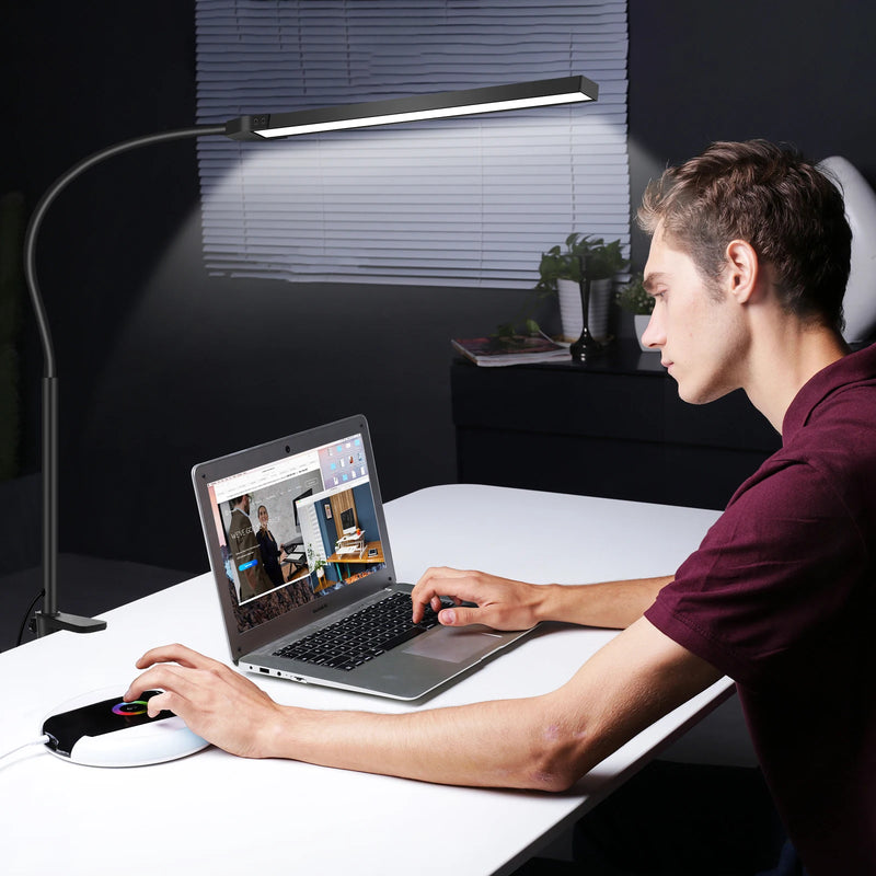 NEWACALOX pince de bureau barre d'écran suspension lumière 360 ° rotatif pliant bras Flexible Support 108 pièces LED SMD Protection des yeux lampe de bureau