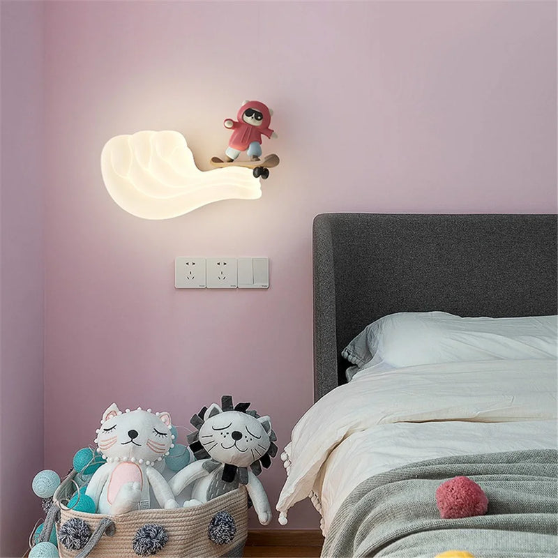 applique murale led baleine et voilier pour enfants avec couleurs changeantes