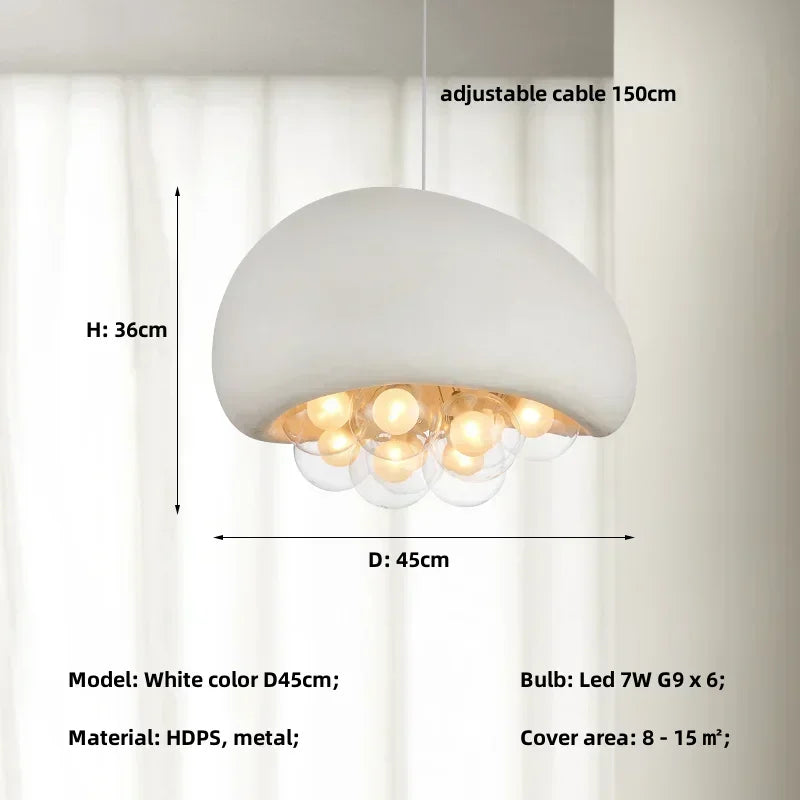 lustre suspendu minimaliste style wabi sabi avec éclairage led