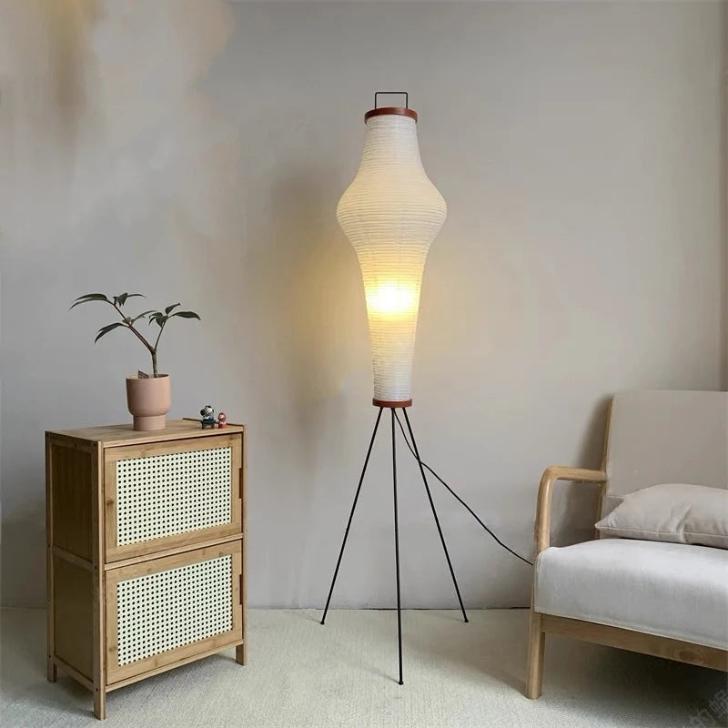 lampadaire led en papier de riz design japonais pour intérieur