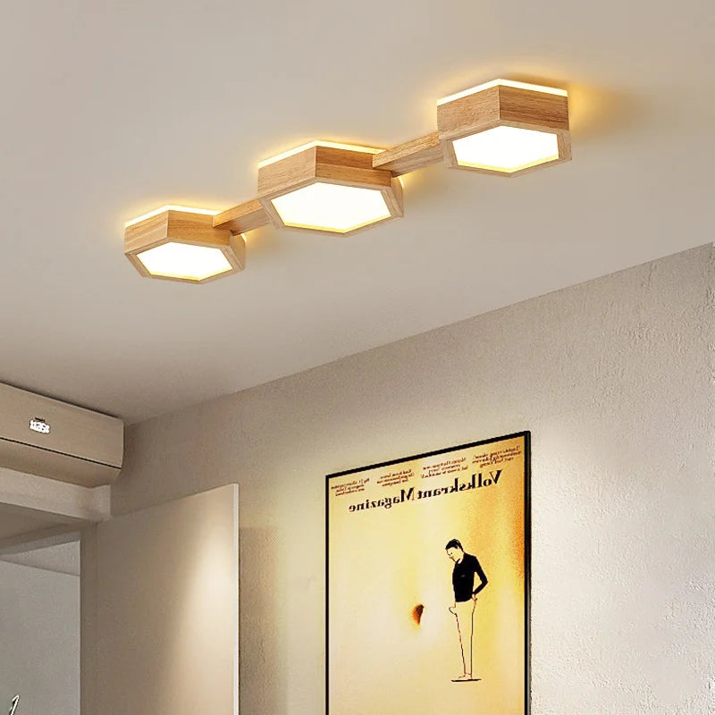 plafonnier led en bois pour décoration intérieure moderne