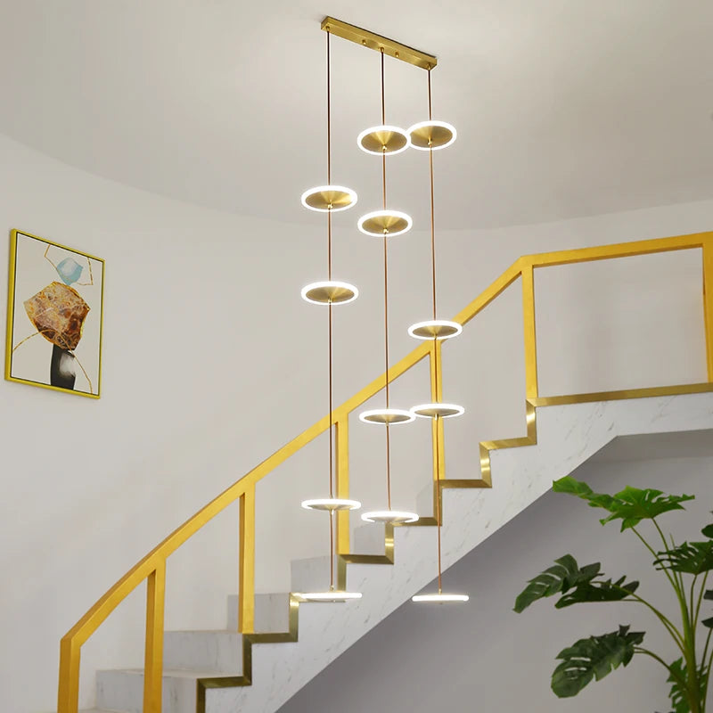 lustre moderne à led pour escalier design et élégant