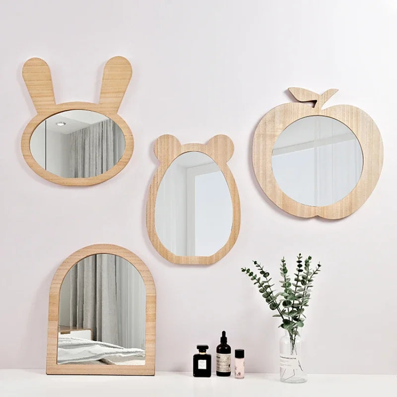 miroirs décoratifs mignons pour enfants en bois à suspendre