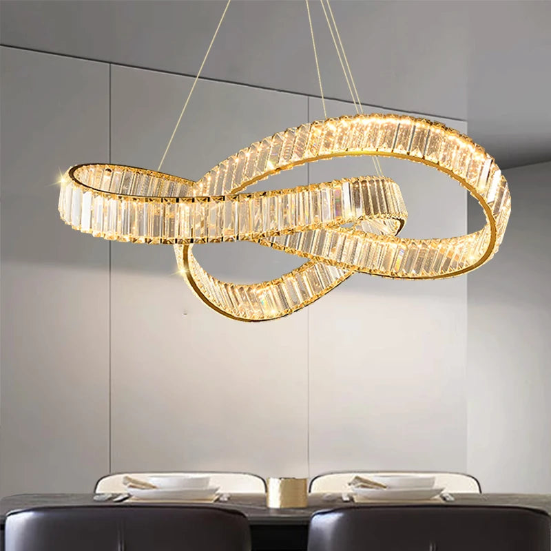 lustre suspendu en cristal spirale minimaliste moderne à led