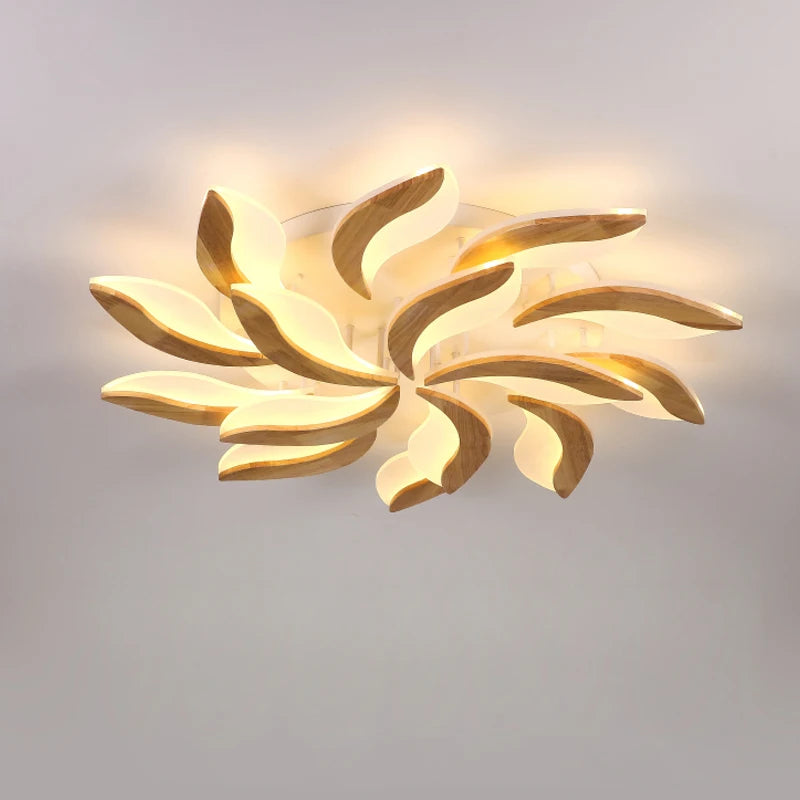 lustre moderne en bois et acrylique pour intérieur