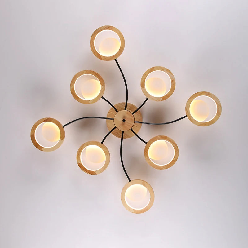 lustres modernes en bois avec lampes led nordiques