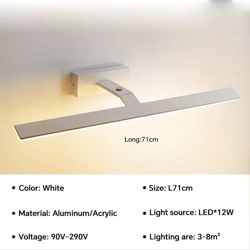 applique murale led moderne étanche pour miroir rotative et lumineuse