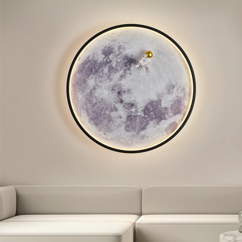 applique murale ronde lune moderne décorative pour intérieur et cadeau